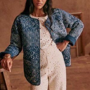 Sezane Brooke Jacket Mixed Blue Print